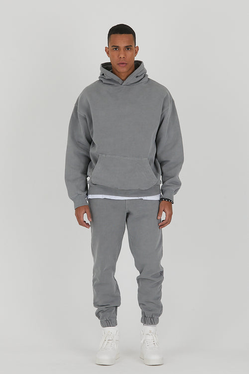 Washed Organic Cotton 550gsm Hoodie Jogger Set For Winter