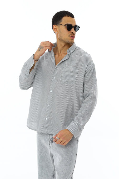 Gestreiftes Oversize-Baumwollhemd