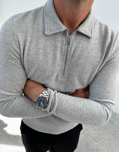 Langärmeliges Poloshirt mit Reißverschluss