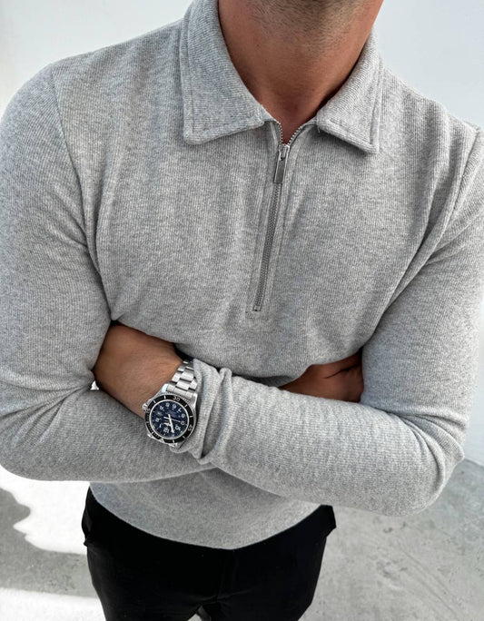 Langärmeliges Poloshirt mit Reißverschluss