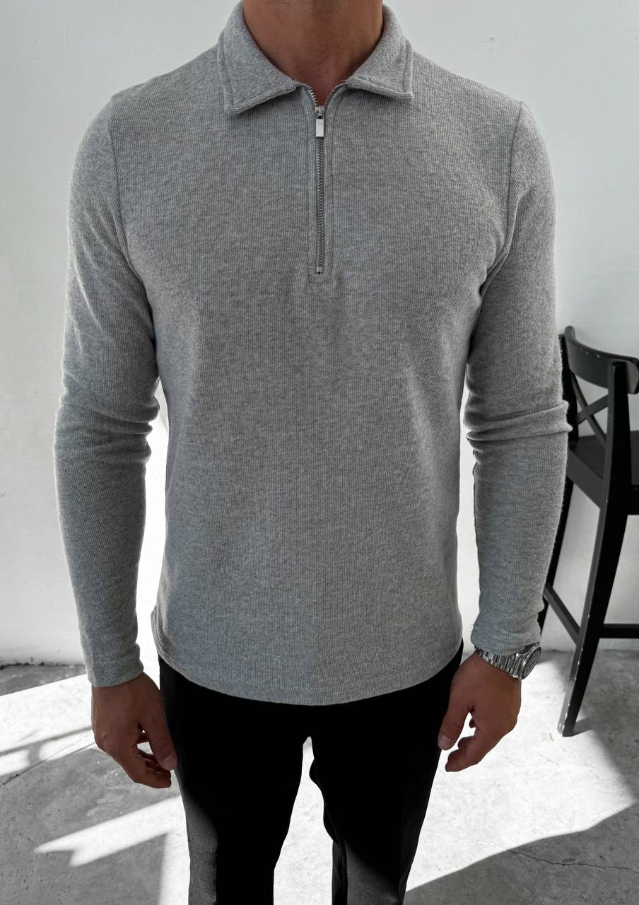 Langärmeliges Poloshirt mit Reißverschluss
